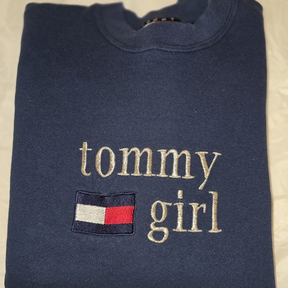 Vintage Classic Tommy (Girl) Hilfiger Dark Blue Crewneck Sweatshirt Size Large L - Picture 5 of 5